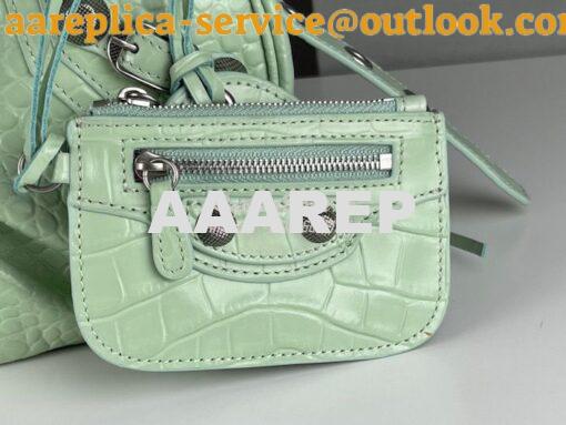 Replica Balenciaga Le Cagole XS S Shoulder Bag in Mint Supple Crocodil 24