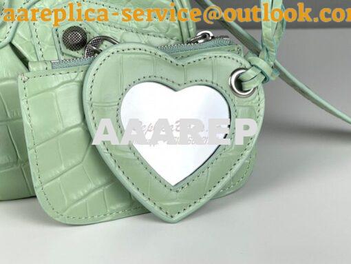 Replica Balenciaga Le Cagole XS S Shoulder Bag in Mint Supple Crocodil 25