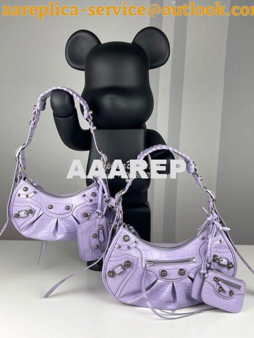 Replica Balenciaga Le Cagole XS S Shoulder Bag in Purple Supple Crocod