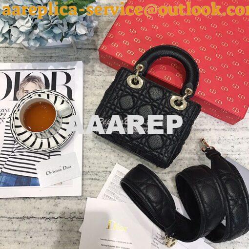 Replica Dior Mini Lady Dior in Grained Calfskin Black 8