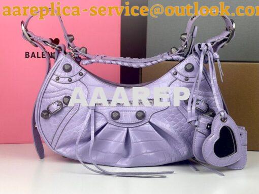 Replica Balenciaga Le Cagole XS S Shoulder Bag in Purple Supple Crocod 15