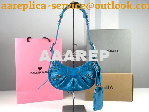 Replica Balenciaga Le Cagole XS S Shoulder Bag in Blue Supple Crocodil 2