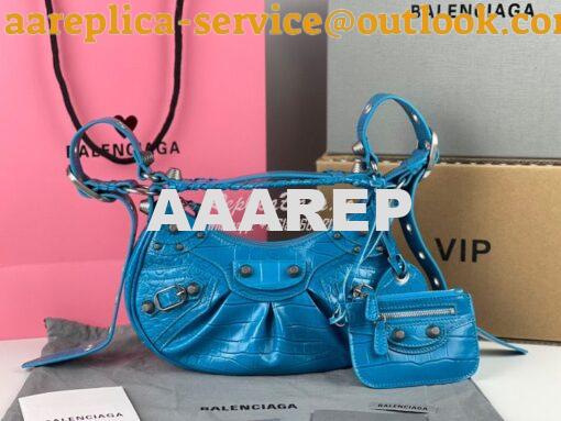 Replica Balenciaga Le Cagole XS S Shoulder Bag in Blue Supple Crocodil 3