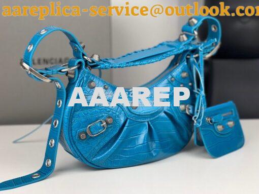 Replica Balenciaga Le Cagole XS S Shoulder Bag in Blue Supple Crocodil 4