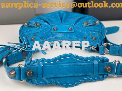 Replica Balenciaga Le Cagole XS S Shoulder Bag in Blue Supple Crocodil 6