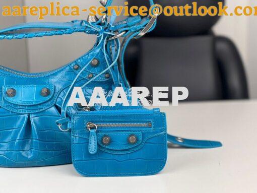 Replica Balenciaga Le Cagole XS S Shoulder Bag in Blue Supple Crocodil 7