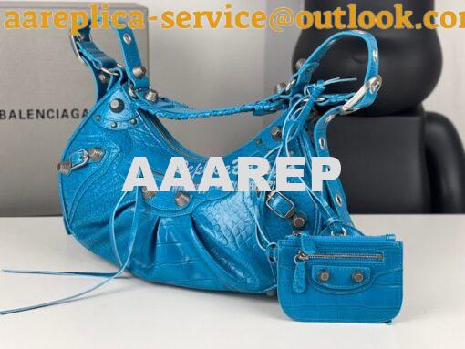 Replica Balenciaga Le Cagole XS S Shoulder Bag in Blue Supple Crocodil 17