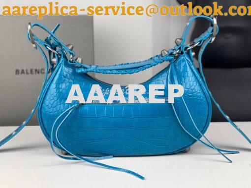 Replica Balenciaga Le Cagole XS S Shoulder Bag in Blue Supple Crocodil 20