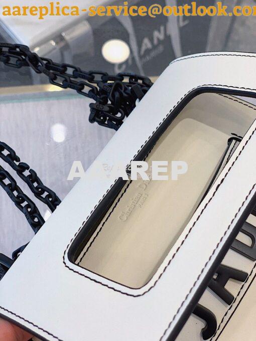 Replica Dior Mini J'adior Flap Bag In White Calfskin with Black Metal 8