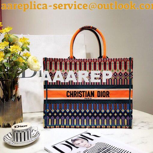 Replica Dior Book Tote bag in Multi-Coloured Embroidered canvas.