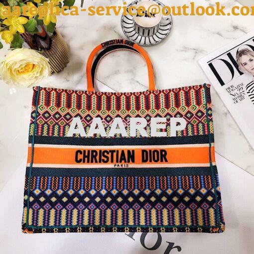 Replica Dior Book Tote bag in Multi-Coloured Embroidered canvas. 2