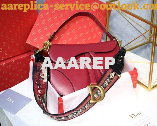 Replica Dior Saddle Bag in Calfskin Red 3