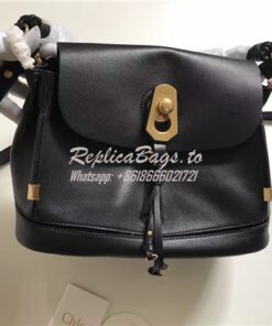 Replica Chloe Owen Bag with Flap 3S1311 in black leather 2