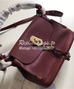 Replica Chloe Owen Bag with Flap 3S1311 in wine red leather 2