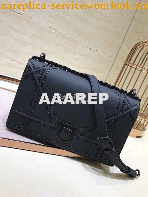 Replica Dior Diorama Bag In Black Calfskin with Black Studded