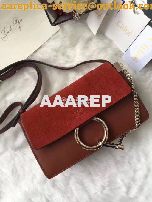 Replica Chloe Faye Small shoulder bag in Suede and Smooth Calfskin car 2