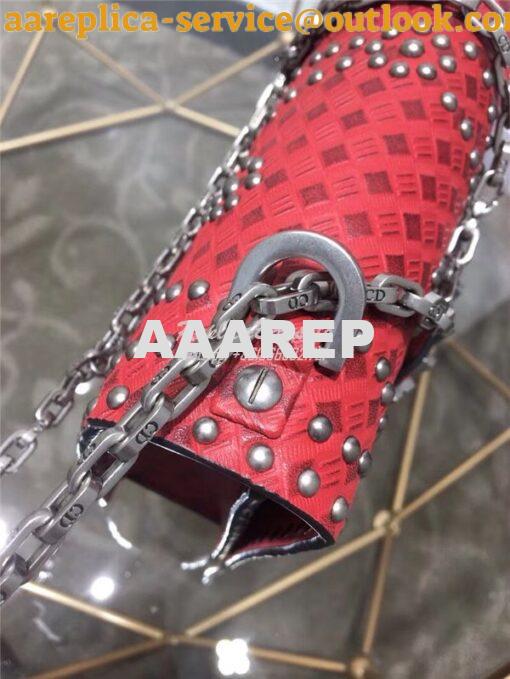 Replica Dior J'ADIOR Flap Bag With Silver Chain in studded red calfski 4