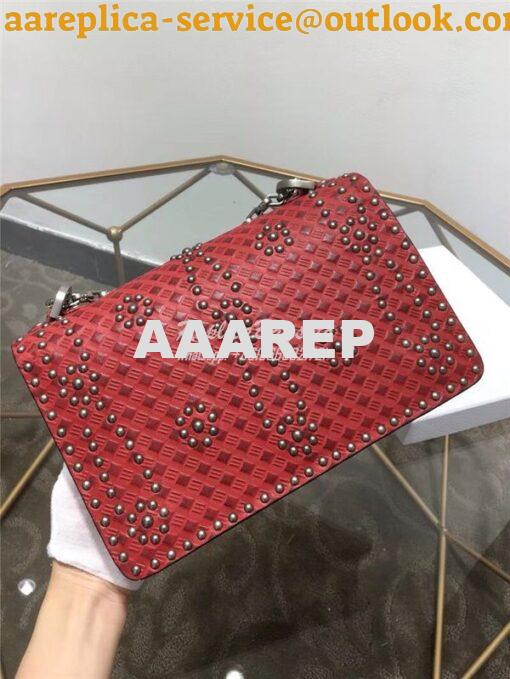 Replica Dior J'ADIOR Flap Bag With Silver Chain in studded red calfski 5