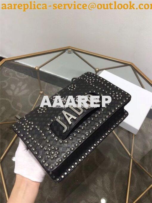 Replica Dior J'ADIOR Flap Bag With Silver Chain in studded black calfs 4