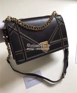 Replica Dior Diorama bag in black studed lambskin