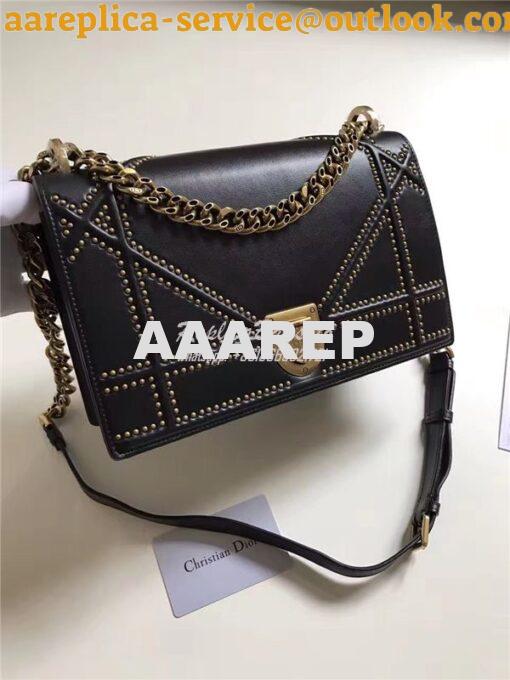 Replica Dior Diorama bag in black studed lambskin