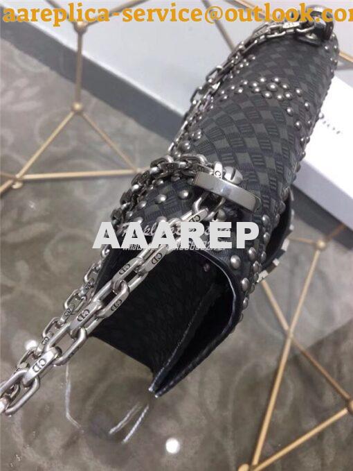 Replica Dior J'ADIOR Flap Bag With Silver Chain in studded black calfs 5