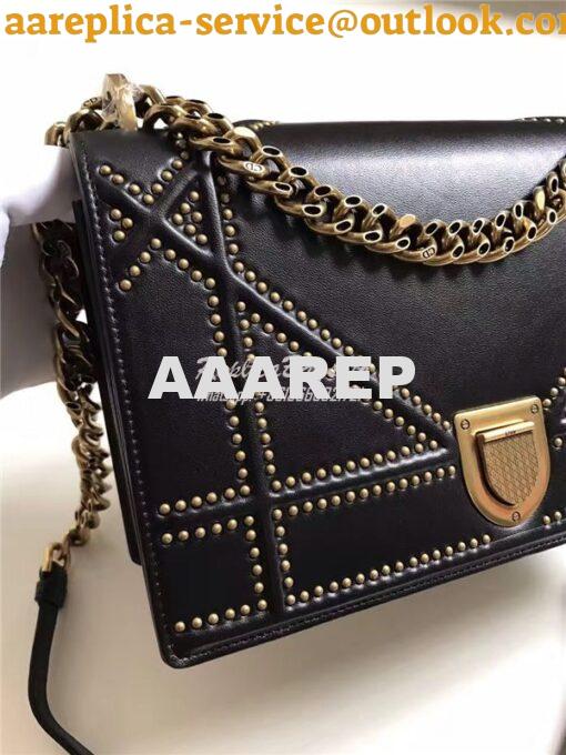 Replica Dior Diorama bag in black studed lambskin 3