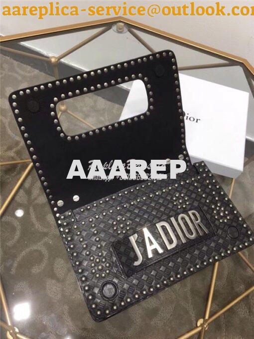 Replica Dior J'ADIOR Flap Bag With Silver Chain in studded black calfs 6