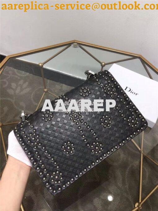 Replica Dior J'ADIOR Flap Bag With Silver Chain in studded black calfs 7