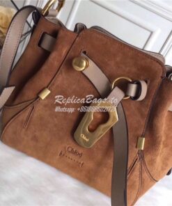 Replica Chloe Small Owen bucket bag in brown suede and calfskin 2