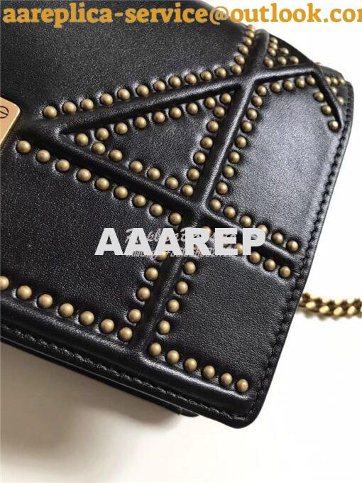 Replica Dior Diorama Wallet On Chain WOC Pouch in black Studded Lambsk 5