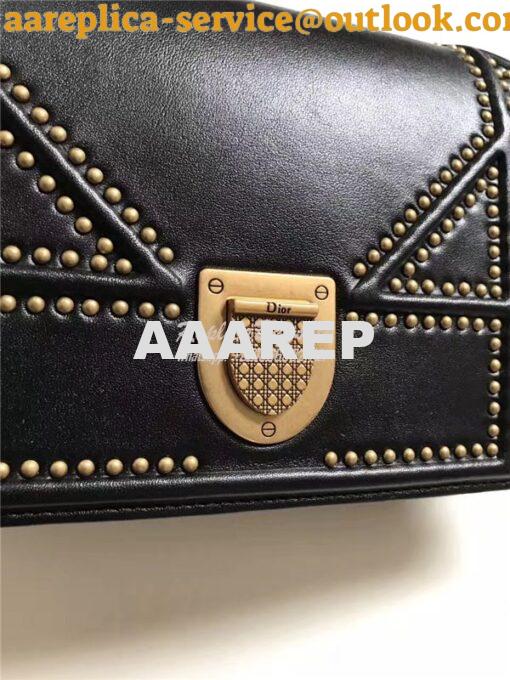 Replica Dior Diorama Wallet On Chain WOC Pouch in black Studded Lambsk 6