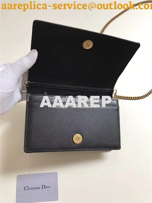 Replica Dior Diorama Wallet On Chain WOC Pouch in black Studded Lambsk 8