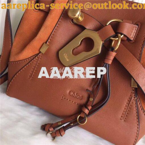 Replica Chloe Small Owen bucket bag in brown smooth & suede calfskin 2