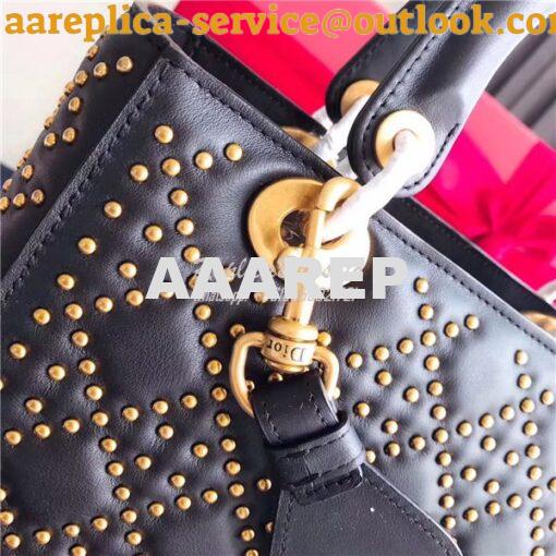 Replica Dior Supple LADY DIOR bag in studded black calfskin 6