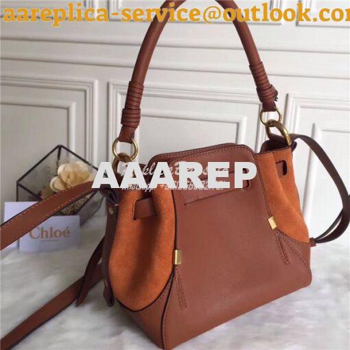 Replica Chloe Small Owen bucket bag in brown smooth & suede calfskin 3