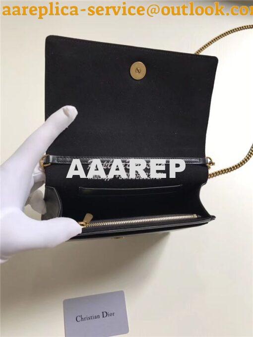 Replica Dior Diorama Wallet On Chain WOC Pouch in black Studded Lambsk 9