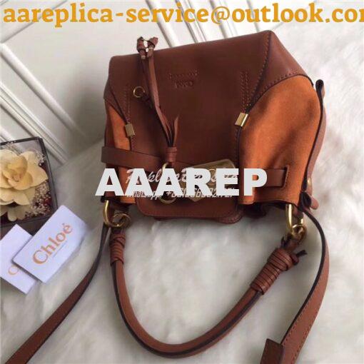 Replica Chloe Small Owen bucket bag in brown smooth & suede calfskin 4