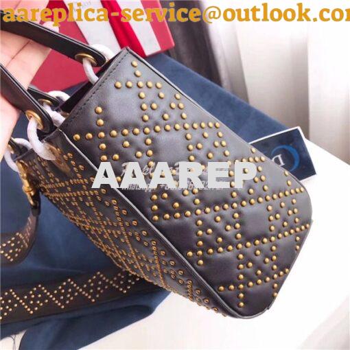 Replica Dior Supple LADY DIOR bag in studded black calfskin 7