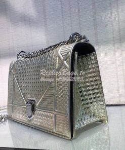 Replica "Diorama" Flap in Silver-tone Metallic Calfskin with Micro-Can 2