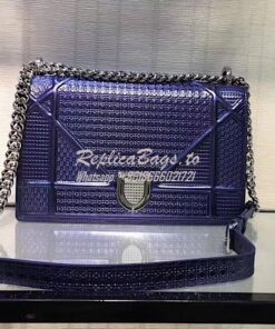 Replica "Diorama" Flap in Silver-tone Metallic Calfskin with Micro-Can