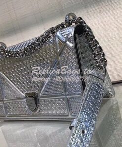 Replica "Diorama" Flap in Silver-tone Metallic Calfskin with Micro-Can