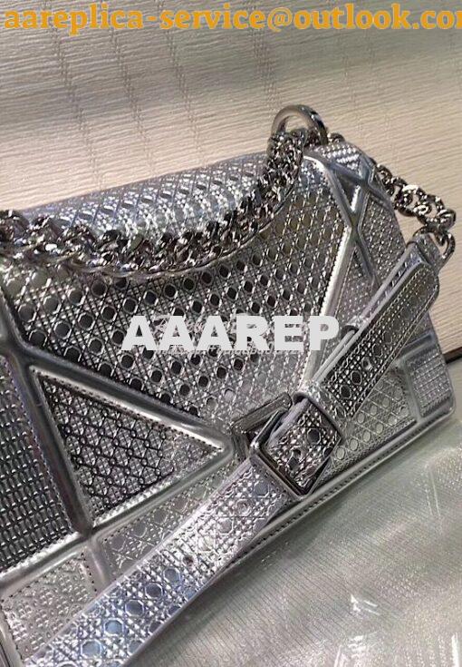 Replica "Diorama" Flap in Silver-tone Metallic Calfskin with Micro-Can 2