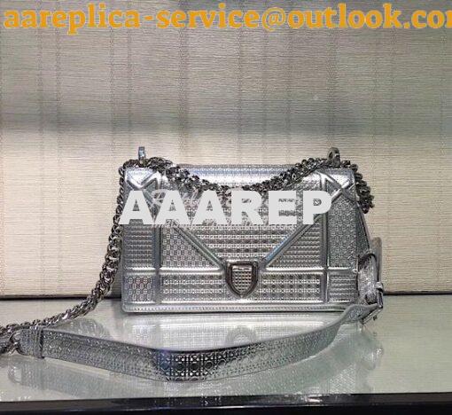 Replica "Diorama" Flap in Silver-tone Metallic Calfskin with Micro-Can 4