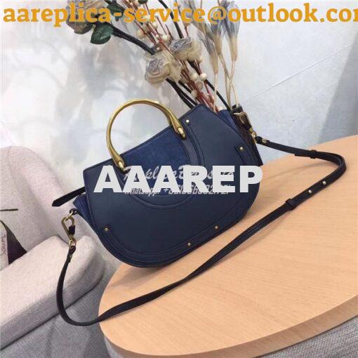 Replica Chloe Pixie medium dark blue leather and suede shoulder bag