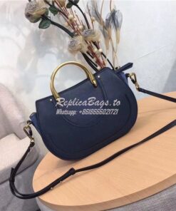 Replica Chloe Pixie medium dark blue leather and suede shoulder bag 2