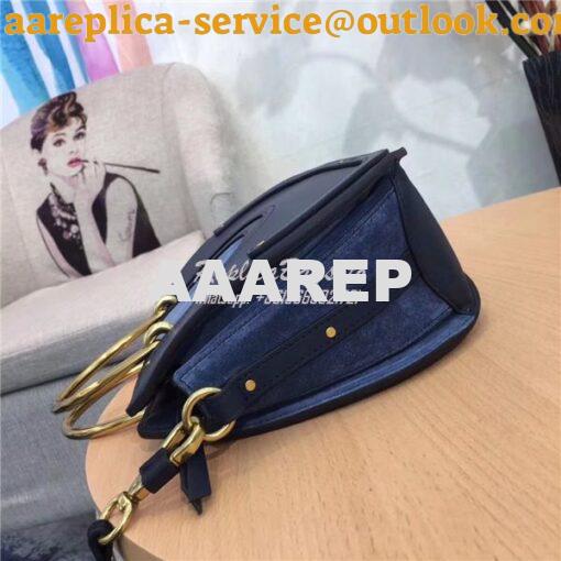 Replica Chloe Pixie medium dark blue leather and suede shoulder bag 6