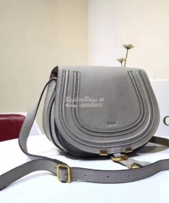 Replica Chloe Mini Marcie Bag in Small Grain Calfskin Grey 2