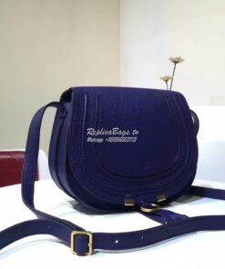 Replica Chloe Mini Marcie Bag in Small Grain Calfskin Blue 2