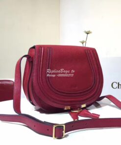 Replica Chloe Mini Marcie Bag in Small Grain Calfskin Red 2